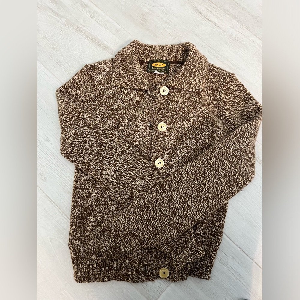 Vintage Free People Brown cardigan with Notched Lapel and Fitted Silhouette